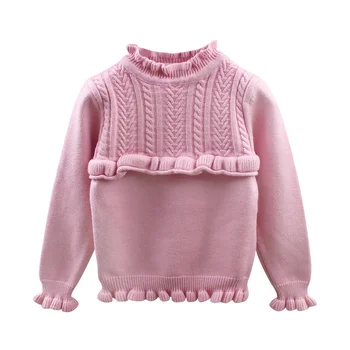 

Ruffle Knitted Baby Girl Sweater Cotton Turtleneck Kids Pullover Long Sleeve Fashion Sweater For Girl Autumn Baby Girls Clothing