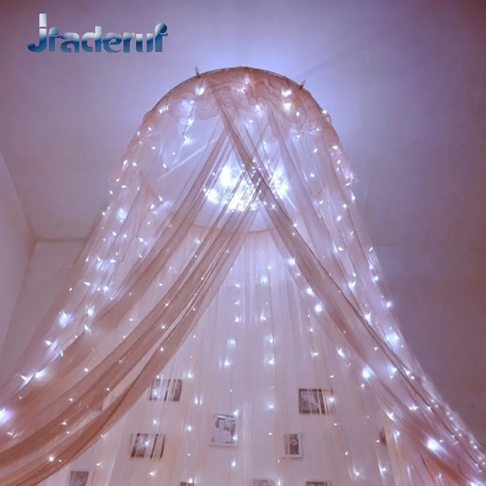 

Jiaderui 6Mx3M 600LED Wedding Fairy Lights Christmas Garland Curtain String Lights Outdoor New Year Birthday Party Garden Decor