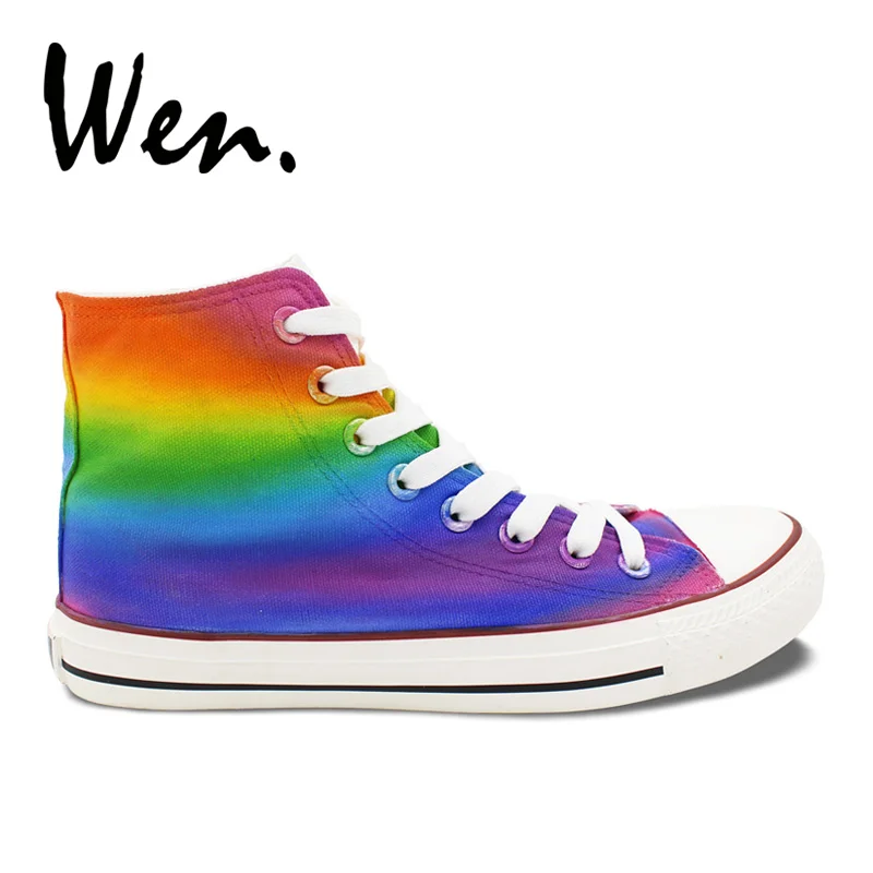 Wen Original Design Hand Painted Canvas Sneakers Horizontal Direction