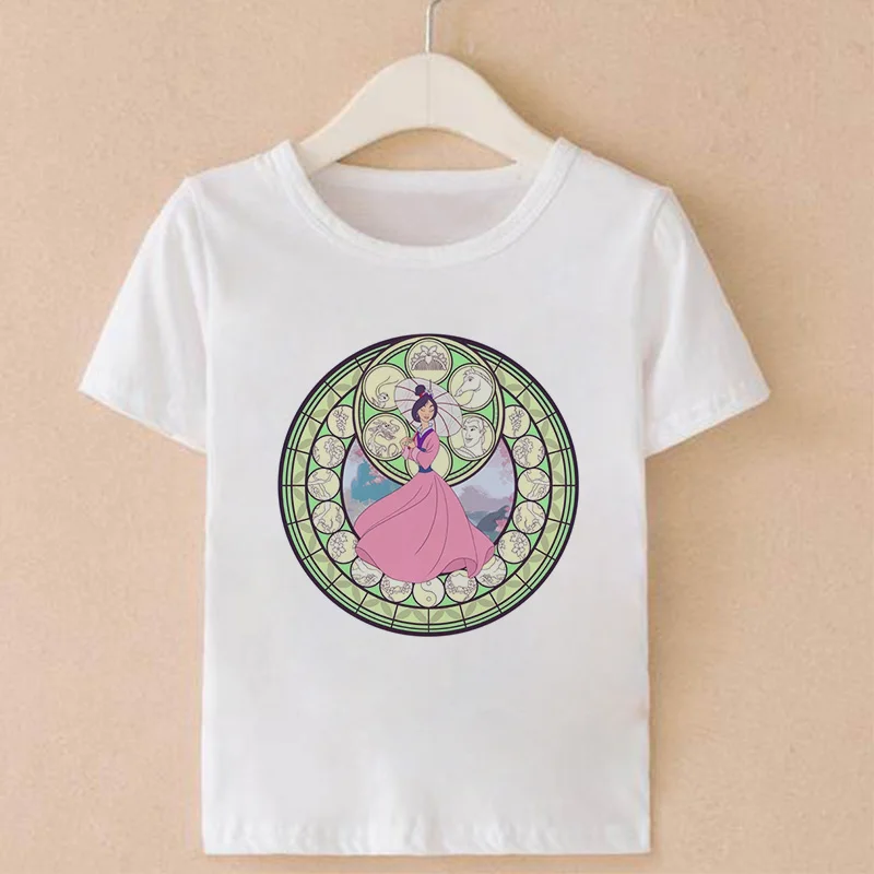 Летняя модная футболка для девочек с принтом принца и принцессы; Забавные футболки для девочек с принтом из мультфильма Kawaii; Детские футболки для девочек в стиле Харадзюку; одежда для подростков - Цвет: 1838