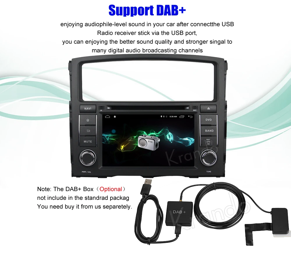 Best Krando 7" Android 8.0 car audio radio navigation multimedia system for Mitsubish Pajero 2006-2011 gps dvd player WIFI 3G DAB+ 11