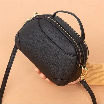 

Leather handbag single shoulder Oblique span Small bag 2019 new style simple multi-layer soft leather Women's bag