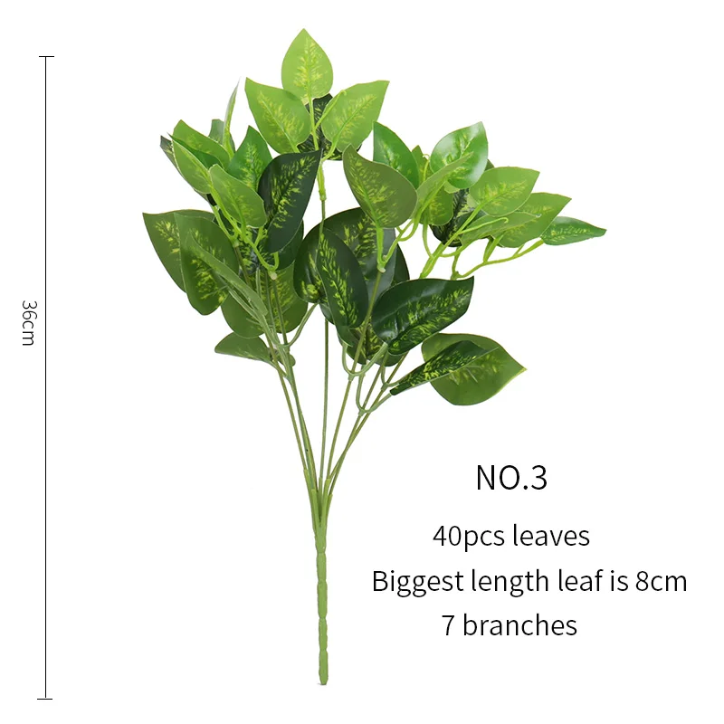 Декоративные растения искусственные растения дешевые листья поддельные зеленые папоротники листья черепаха бамбуковые листья ветка дерева Тропические Зеленые растения - Цвет: NO.3