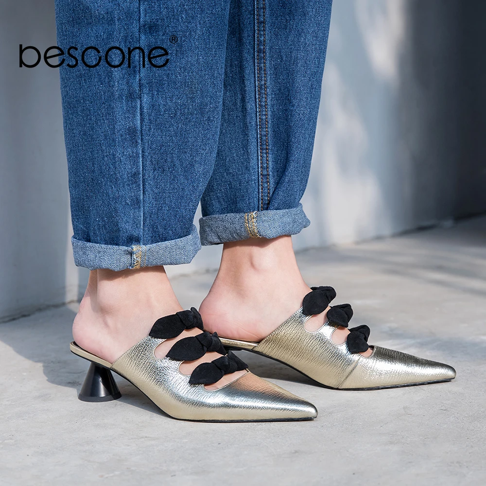 BESCONE Brand Sexy Women Shoes Top Quality Comfortable Genuine Leather Slingback Female Shoes Spike Heels Pointed Toe Pumps BO16 BESCONE Brand Sexy Women Shoes Top Quality Comfortable Genuine Leather Slingback Female Shoes Spike Heels Pointed Toe Pumps BO16