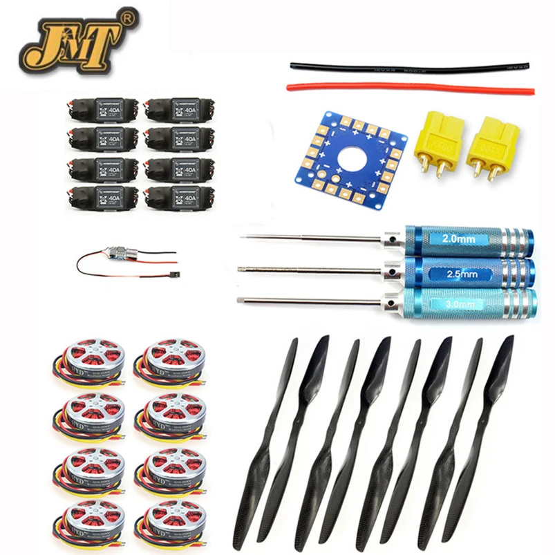  JMT 8-Axle Foldable Rack RC Helicopter Kit KK Connection Board+350KV Brushless Disk Motor+15x5.5 3K