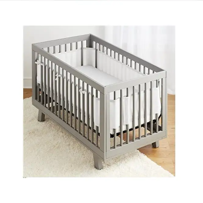 2pc White Newborns Bed Bumpers Infant Breathable Mesh Crib Liner for 4