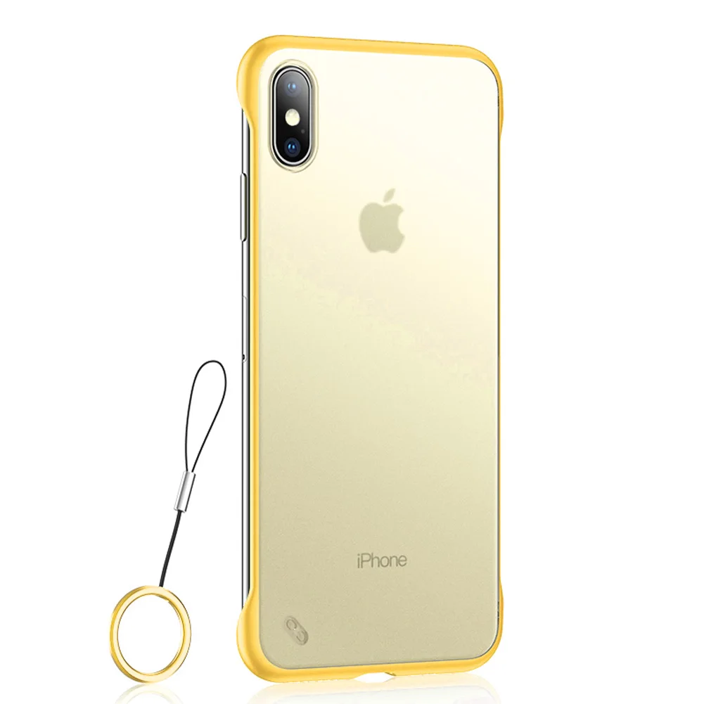 Чехол для iPhone 7 Plus X XS Max роскошное прозрачное матовое бескаркасное кольцо Силиконовое матовое шелковое жесткое покрытие для задней панели ультратонкий - Цвет: Yellow