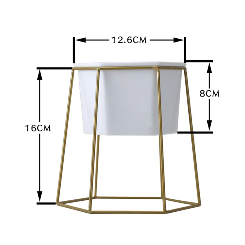 Скандинавское креативное геометрическое железная стойка керамическое Горшечное растение бонсай держатель суккуленты плетеная корзина-горшок для цветов Домашнее украшение для офисного стола - Color: D(Gold Iron rack)