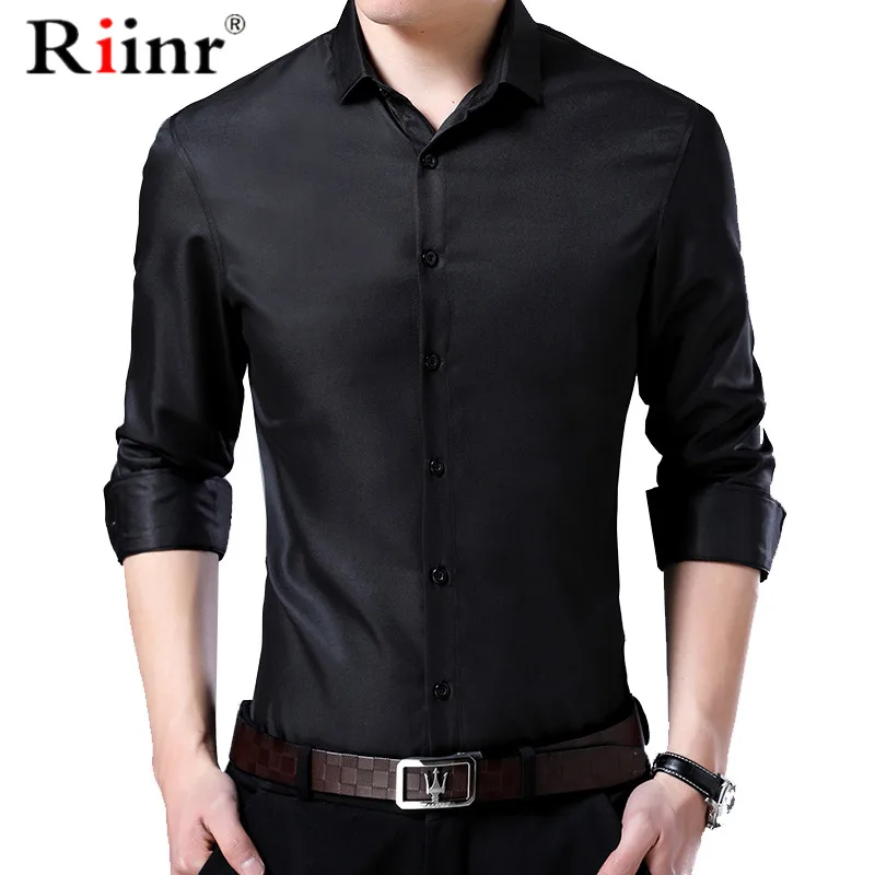 

Men Shirt Mandarin Collar New Fashion Long Sleeved Classical Solid Shirt Men Slim Fit Dress Business Camisa Masculina