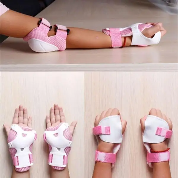 1 Set 6 Pieces Kids Children Bicycle Inline & Roller Skating Scooter Knee/ Wrist / Elbow Pads Gear Guard Protector Boys Girls 