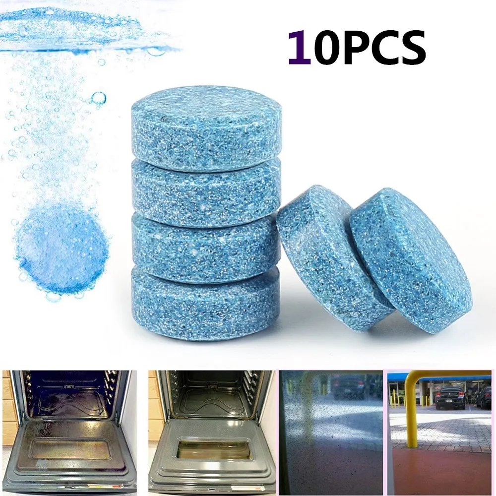 

10pcs/Set Multifunctional Concentrated Effervescent Tablet Blue Glass Window Cleaner For Auto and Household Cleaning Drop Ship