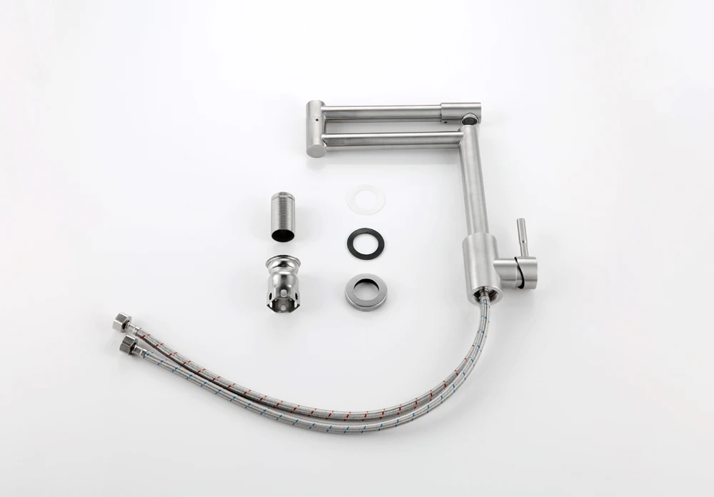 Folding Kitchen Faucet Stretchable Swing Arm Brushed  Single Hole Single Handle Deck Mounted Cold & Hot Kitchen Sink Faucet  (16)