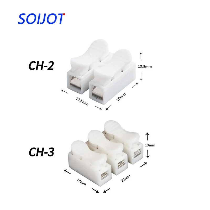 

Spring Wire Quick Connector 30pcs/lot 2p 3p CH-2 CH-3 Electrical Crimp Terminals Block Splice Cable Clamp Easy Fit Led Strip