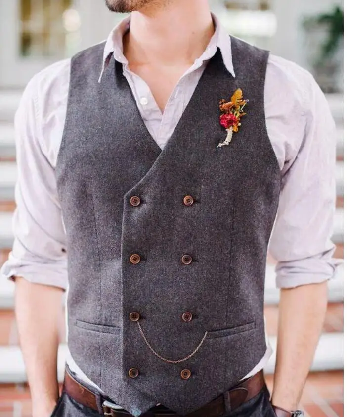 Cheap Groom Vests Farm Wedding Wool England Style Vests