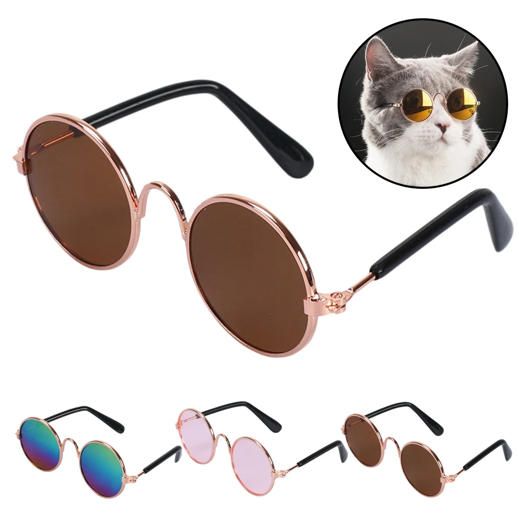 Pet Солнцезащитные очки творчески Металлические Классические солнцезащитные очки Cat мини личность тенденция Pet очки для кошки Костюмы аксессуары