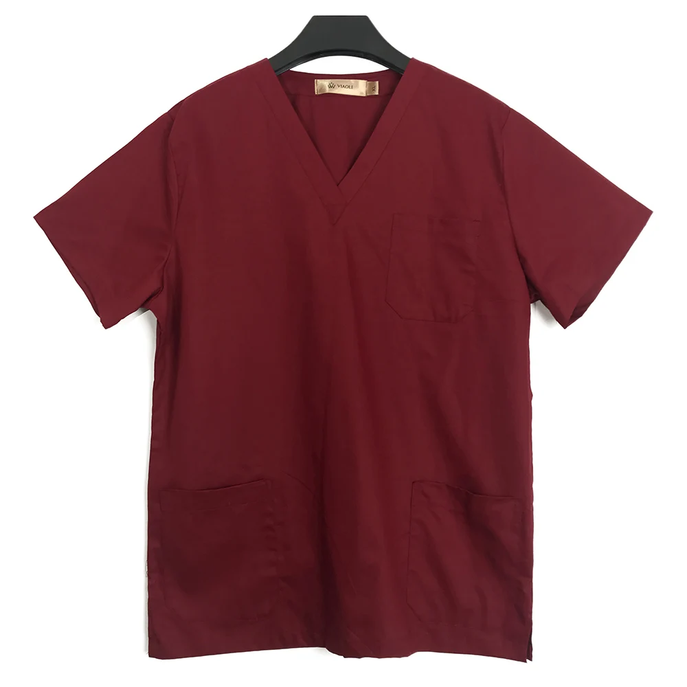 Хлопковая медицинская одежда Топ Брюки хирургические ткани медицинские скрабы Стоматологическая униформа для ухода за ребенком хирургические рубашки для женщин и мужчин - Цвет: Top