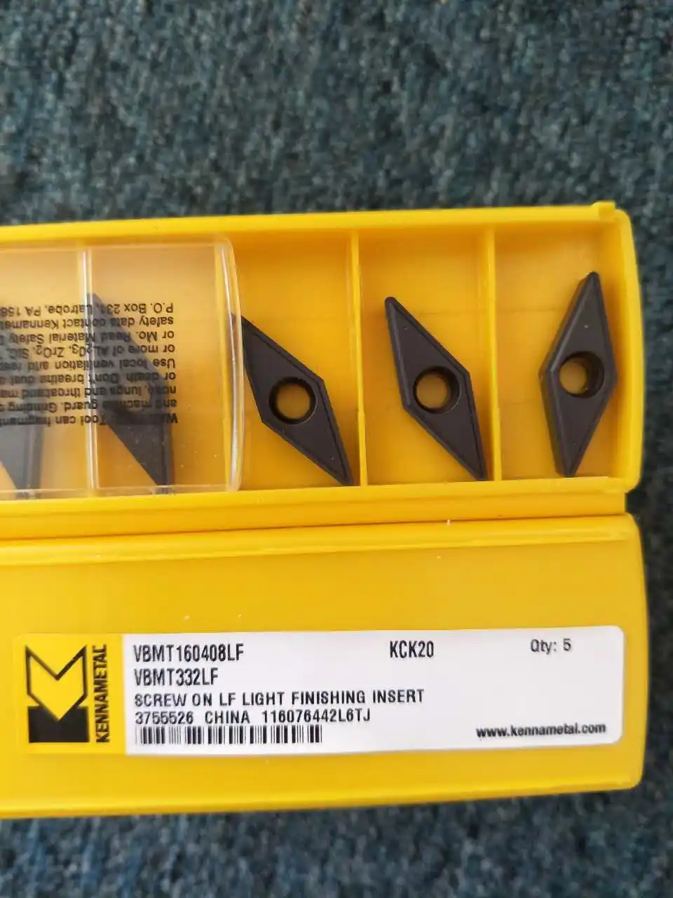 5 шт. карбида KENNAMETAL вставки VBMT 160408LF KCK20