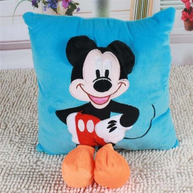 1 шт. 35 см 3D Микки Маус и Минни Маус плюшевая подушка Kawaii Микки и Минни мягкие Подарки для девочек/детей - Цвет: blue