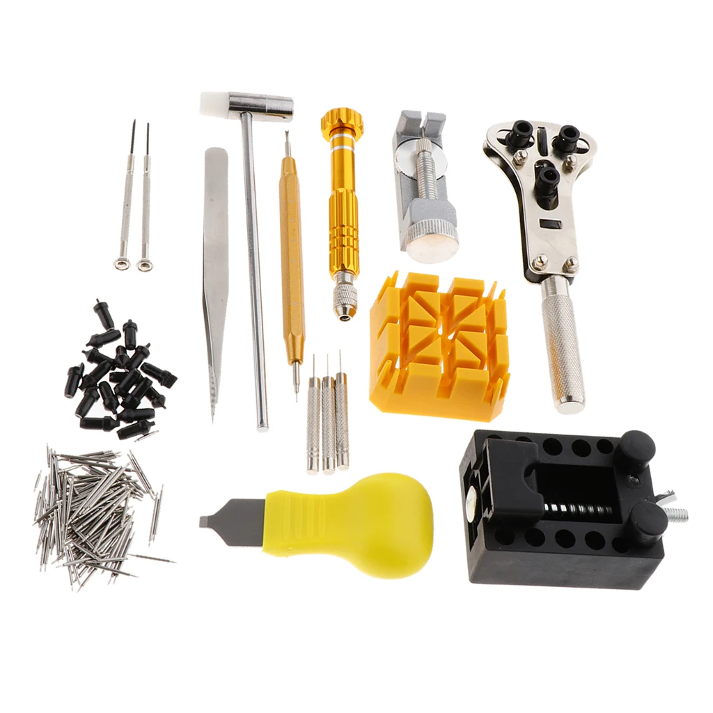 140 Pieces Watch Repair Tool Kit Battery Back Case Opener Spring Pin Remover