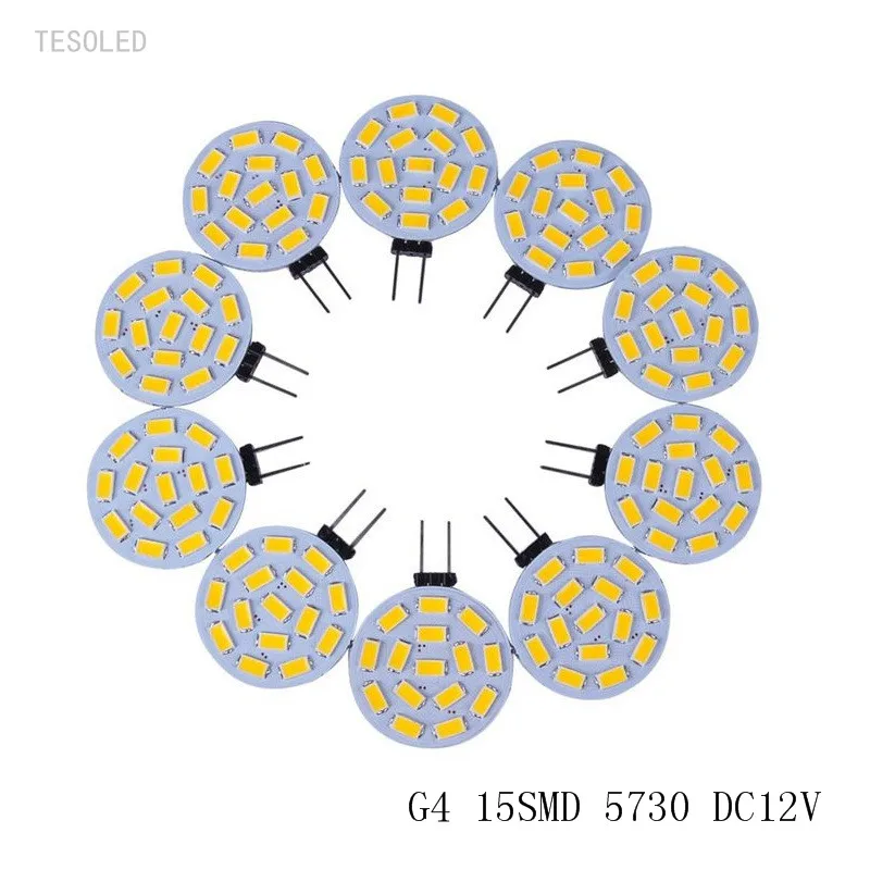 10 шт. DC12V G4 LED плоский свет Интерьер мини лампа 5730-9/2W-12/3W-15SMD/4 Вт хрустальный лампы