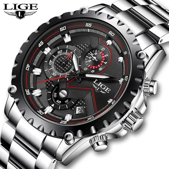 LIGE Brand Men's Fashion Watches Men Sport Waterproof Quartz Watch Man Full Steel Military Clock Wrist watches Relogio Masculino minifocus fashion watches men sports watches waterproof quartz men military wrist watch clock male relogio masculino with box