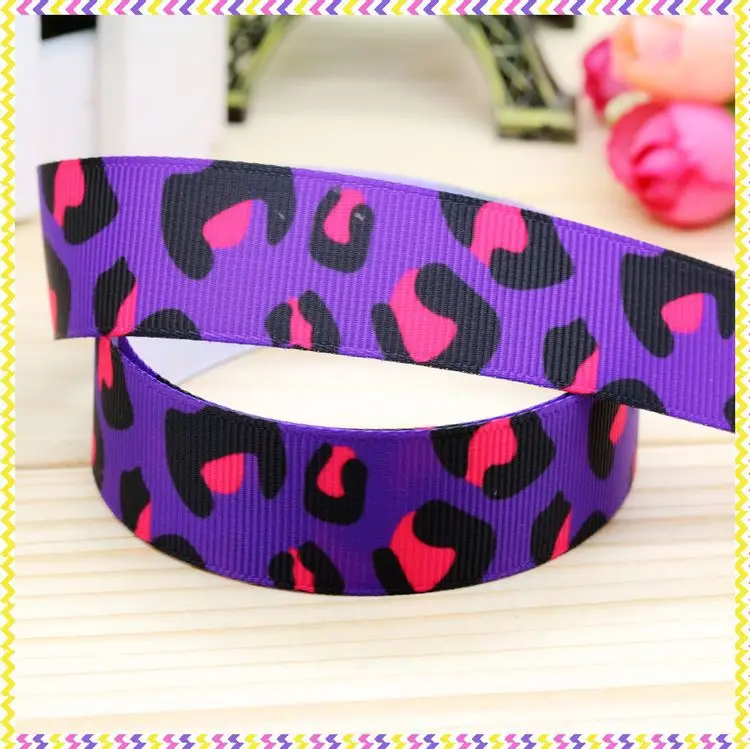 

DHK 7/8'' 5yards leopard printed grosgrain ribbon headwear hair bow diy party decoration OEM Wholesale 22mm C901