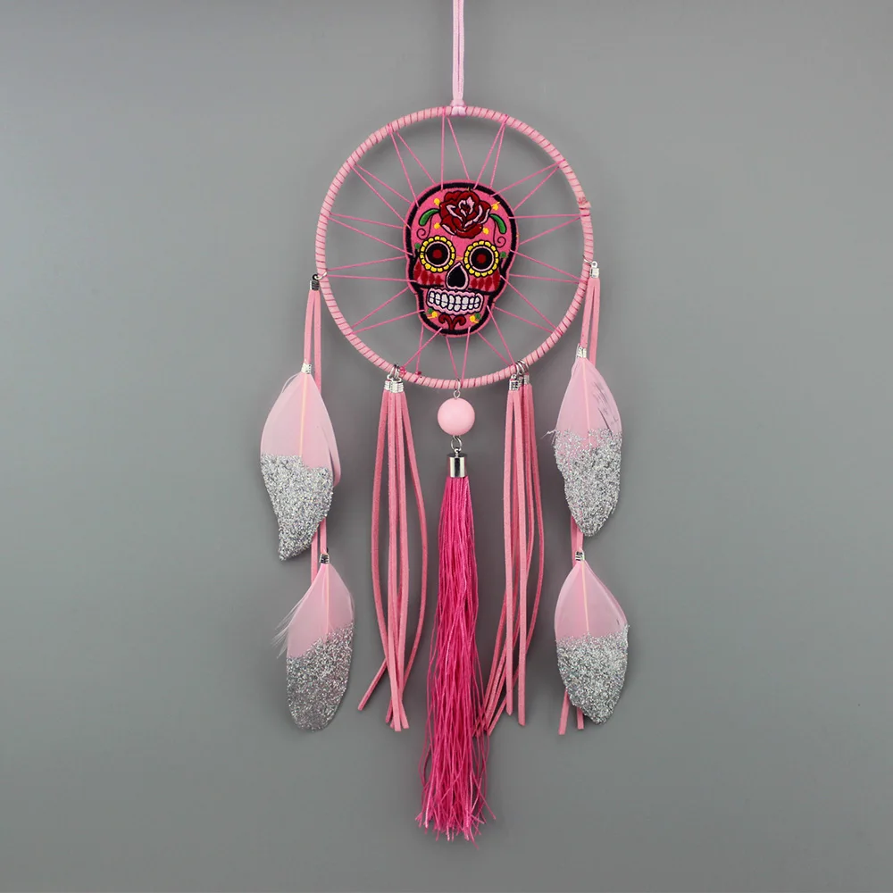 

Fashion exclusive design Ribbon skull dreamcatcher vintage boho jewelry 2016 spring wall hanging dream catcher