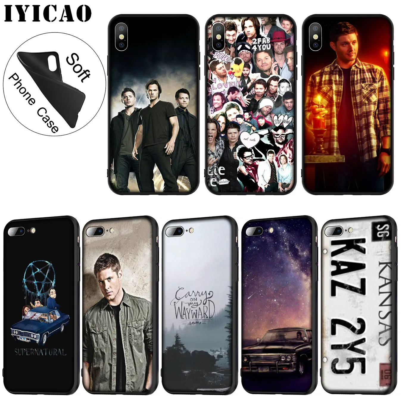 

IYICAO Supernatural Jared Padalecki Soft Silicone Phone Case for iPhone XR X XS 11 Pro Max 6 6S 7 8 Plus 5 5S SE 10 Black Cover