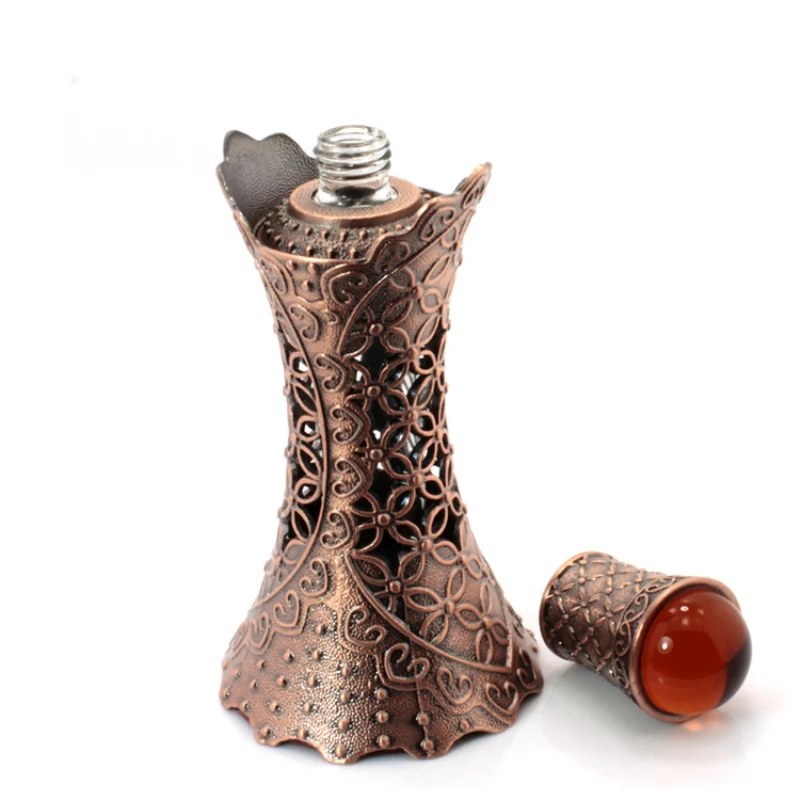 

H&D 15ml Alloy Perfume Bottle Dropper Essential Oil Vials Vintage Waist Bronze Cosmetic Sample Container Craft Decoration Gift