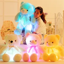 50CM Creative Light Up LED Inductive Teforddy Bear Stuffed Animals Plush Toy Colorful Glowing Teddy Bear for Valentine’s day