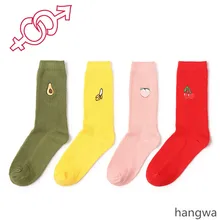 Милые розовые женские носки с фруктовым принтом, Хлопковые женские носки в стиле Харадзюку, Meias, Ретро стиль, с вышивкой, Длинные цветные повседневные забавные счастливые носки