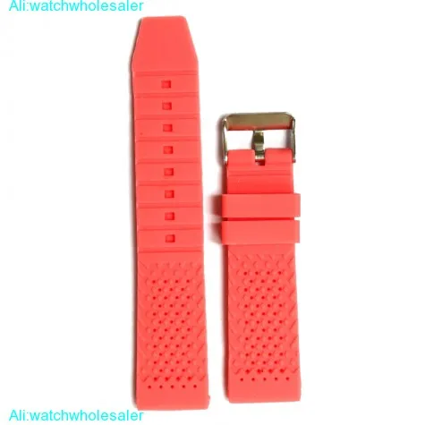 22mm Watermelon Pink Silicone Jelly Rubber Lady Watch Band Straps WB1051H22JB
