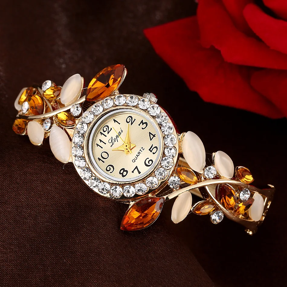 

Fashion trend set diamond crystal female bracelet watch petals exquisite quartz watches Party style