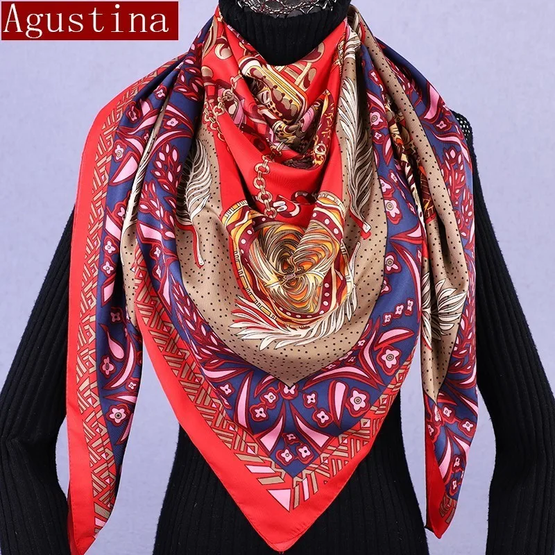 

Winter silk feel scarf scarfs shawl women designer brand luxury autumn scarves hijab ethnic print square shawls oversize pink q