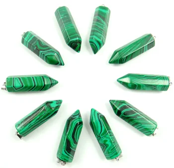 

natural stone Quartz crystal Turquoises tiger eye Opal Hexagonal Point Pendant for diy Jewelry making earring necklace24pcs