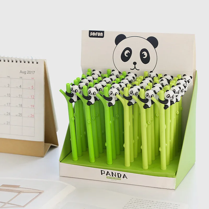 2 pcs/lot Panda Gel Pen Cartoon Animal 0.5mm black ink Signature Pen School Office Supply Promotional Gift