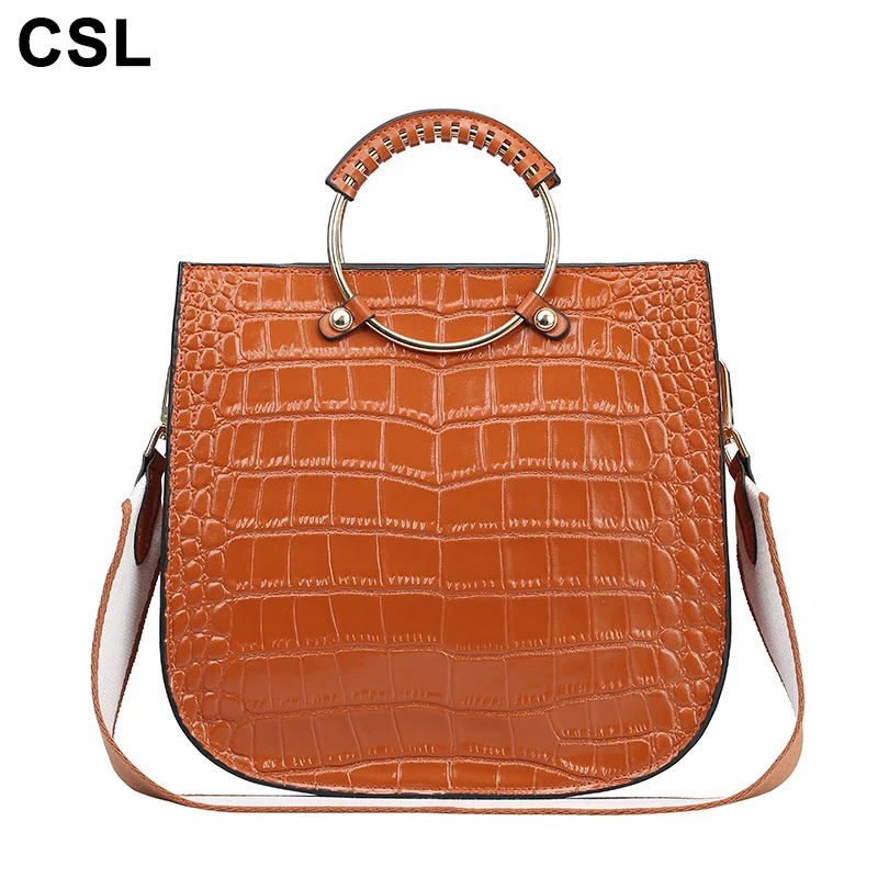 

New crocodile pattern women genuine leather shoulder bag Top cowhide women famous brands luxury handbags