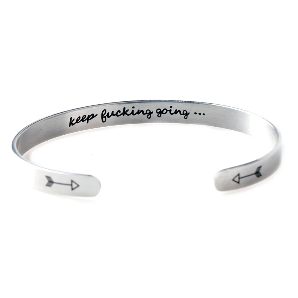 

5Pcs/lot Keep Going Steel Bracelets for Men Women Arrow Braclet Male Motivational Bracelet Bangle Inspirational Jewelry