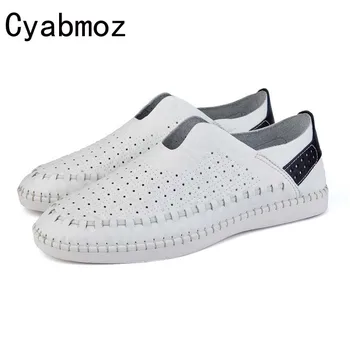 

Cyabmoz Men Loafers 2017 Casual Boat Shoes Fashion Leather Slip On Driving Shoes Moccasins Hollow Cut-Outs Men Flats Oxfords