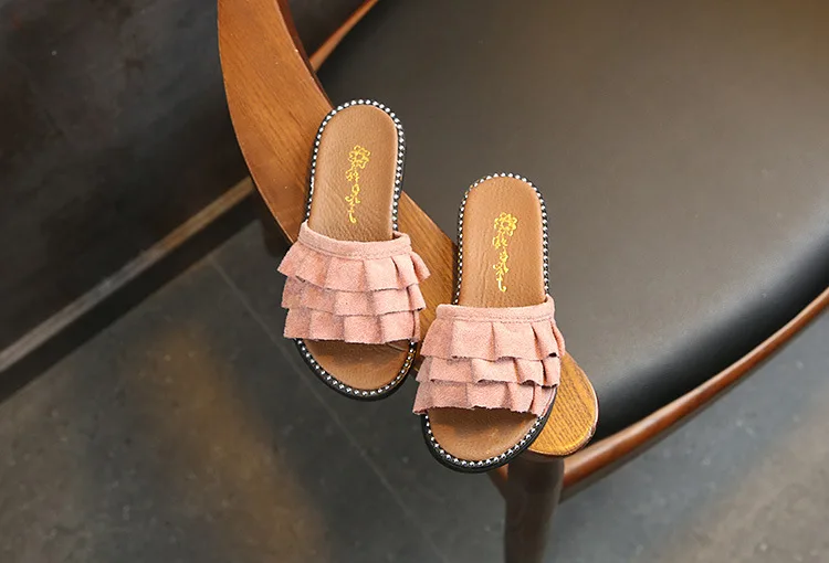 Детские тапочки для девочек; милая детская обувь для принцессы сандалии; летние сандалии для девочек; модные пляжные кружевные шлепанцы