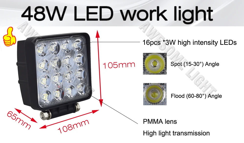 48W LED work light bar (3)