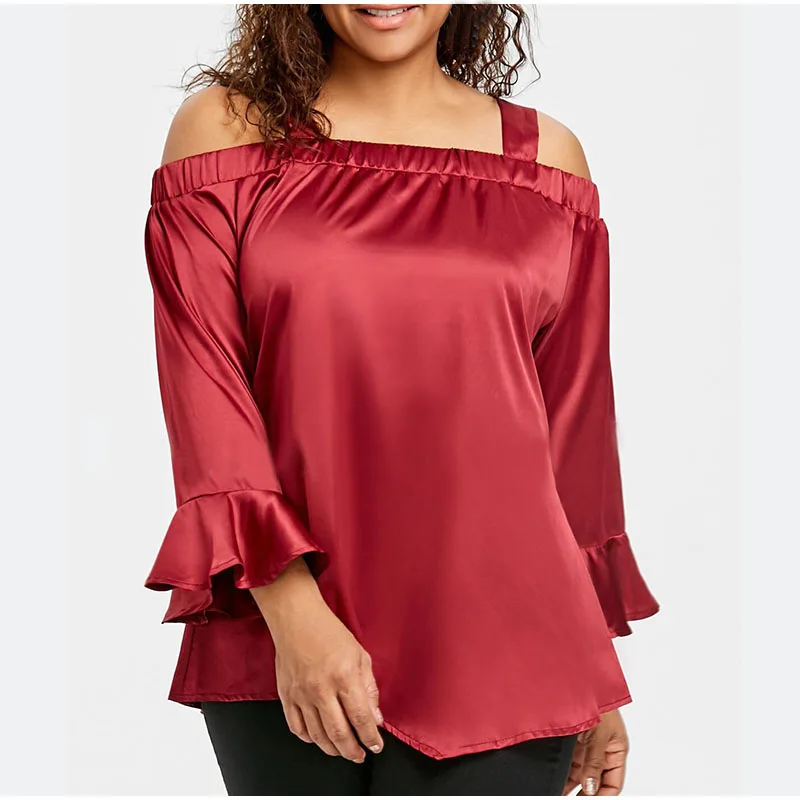 Flare Sleeve Party Shirts Flounce Tops 