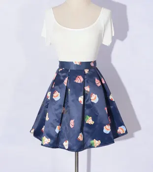 

Faldas Direct Selling Empire Cotton Skirts Womens Europe And America 2019 New Style Women's Elastic Waist Print Pleated Skirt