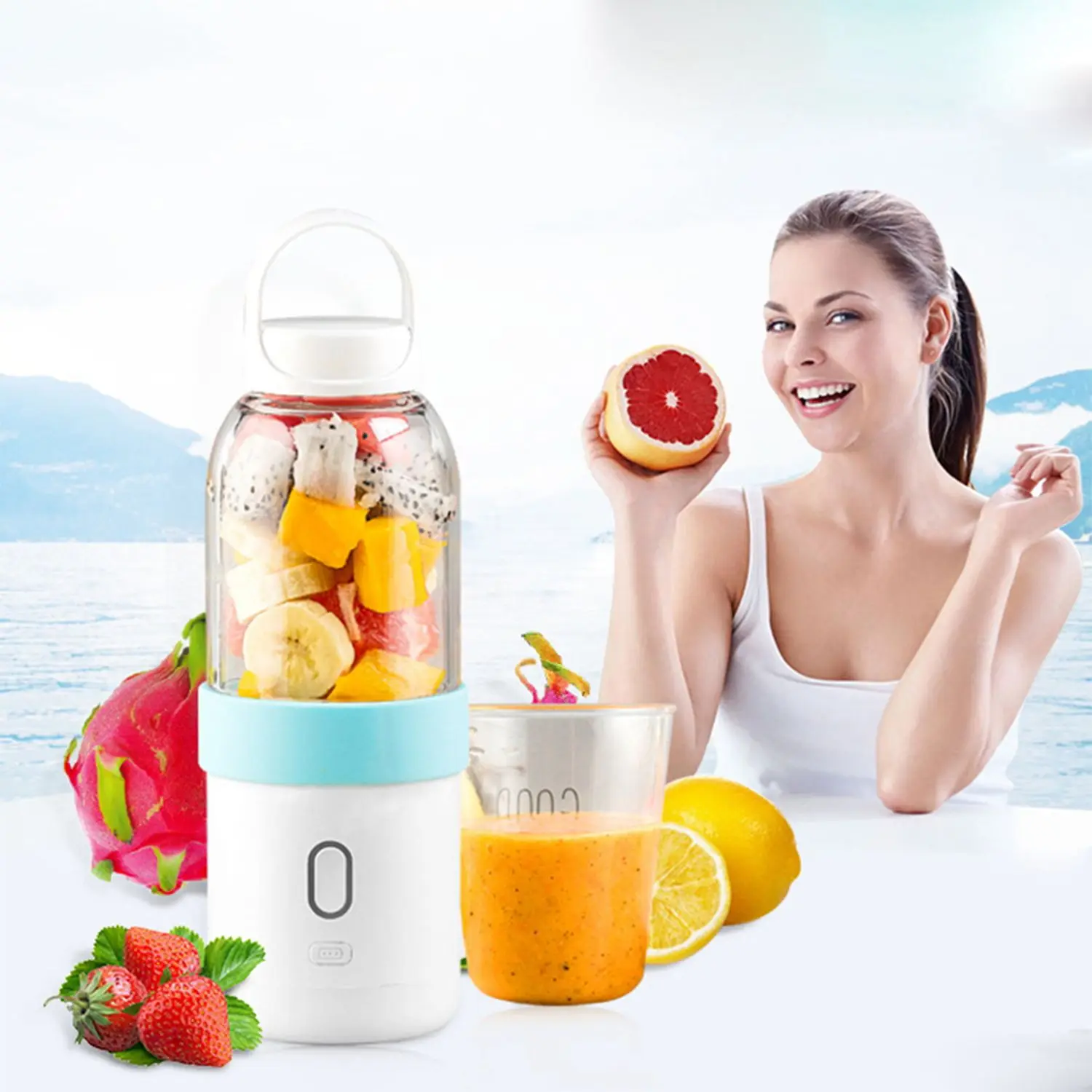 

550ml Portable Blender USB Juicer Cup Fruit Vegetable Mixer Smoothie Milk Shake Hand Personal Small Juice Make Machine Extractor