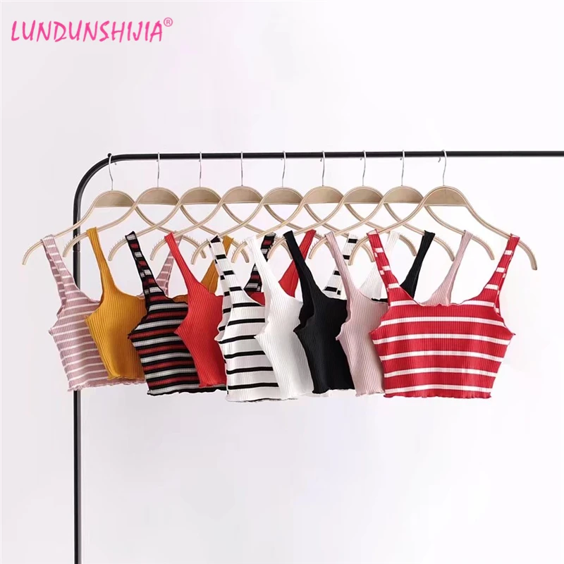 

LUNDUNSHIJIA 2018 Summer Fashin Sexy Short Top Women Sleeveless Tank Tops Crop Tops Slim Vest Tube Tops 9 Colors
