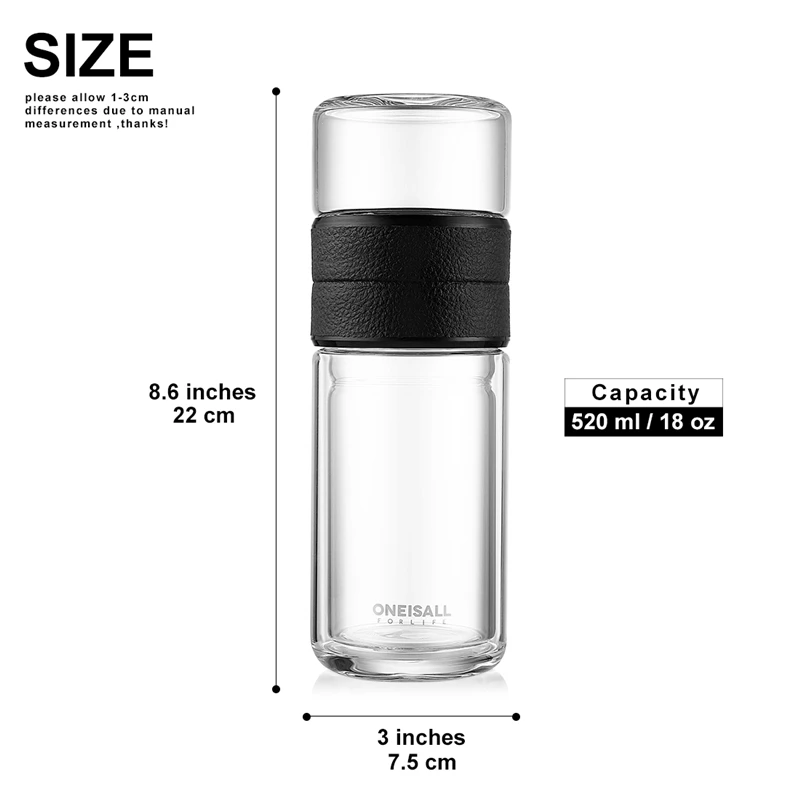 Skup Dwuwarstwowa szklana butelka kreatywna wysokiej jakości szkło borokrzemowe filiżanka herbata nauczyciel separacja butelka wody 320ML + 200ML