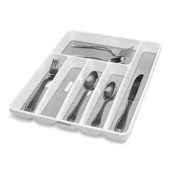 

Classic Large Silverware Tray -gray CLASSIC COLLECTION 6-Compartments Soft-grip Lining