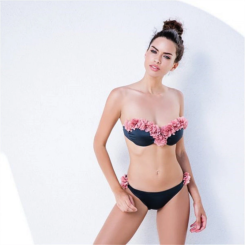 

New 3D Floral Women Bikini set Chic Honolulu Crochet Flower Push Up Swimwear Hot Swimsuit Ins Beachwear Bathing suit Wholesale