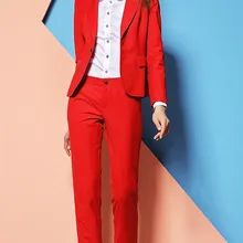 Формальные Брюки для девочек ПИФов заказ Красный Для женщин Костюмы с Брюки для девочек и топ Наборы для ухода за кожей Повседневная обувь зимняя одежда женские офисные Костюмы