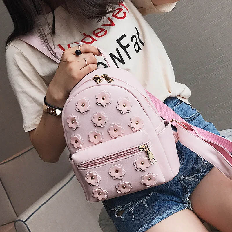 

Small Women Backpack Mochila Feminina School Bags for Teenagers 2019 Retro Flower Pink Backpack Women Double Shoulder Bags S201